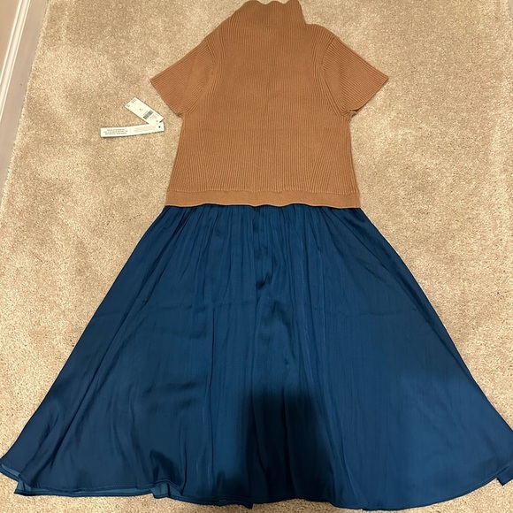 Anthropologie Tan and Teal Mini Dress - Picture 6 of 6